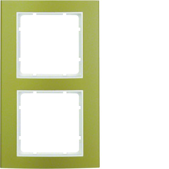 BERKER B.3 Ramka podwójna aluminium złoty/biała 10123046 HAGER
