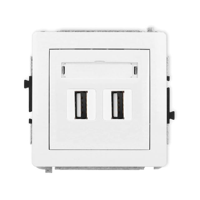 DECO Mechanizm gniazda podwójnego 2xUSB A-A 2.0 biały