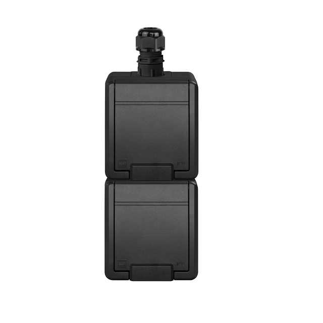 AQUANT 2K gniazdo natynkowe podwójne z uziemieniem 2x2P+Z pion IP 65 - kolor antracytowy 5052-67 EP Nasielsk