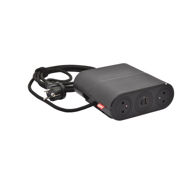 INCARA: LINK'ON - 4X2P+Z / 2XUSB A+C / ZŁĄCZE WIELAND - 2,5 M-CZARNY, Legrand