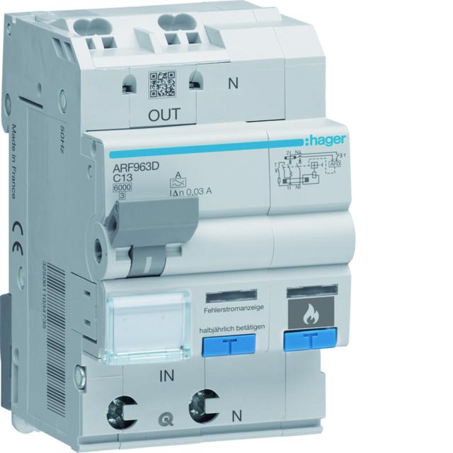 AFDD detektor iskrzeń z członem nadprądowym i różnicowoprądowym 1P+N 6kA C 13A