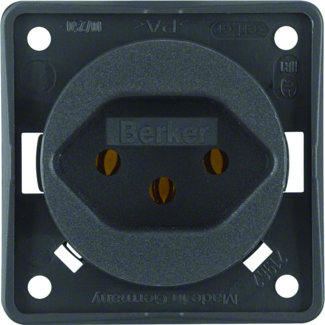 BERKER Integro Flow Gniazdo z uziemieniem Szwajcaria typ 13 antracyt 962492505 HAGER