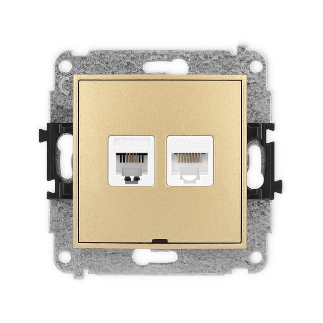 ICON Mechanizm gniazda telefonicznego pojedynczego 1xRJ11 + komputerowego pojedynczego 1xRJ45, kat.