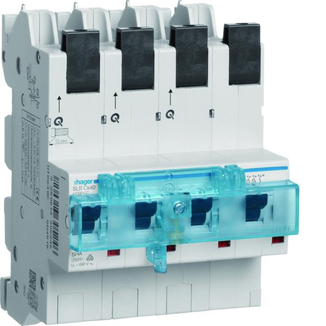 MCB SLS Wyłącznik nadprądowy selektywny 3P+N Cs 40 A szyny Cu 40-12x5/10mm HTS640C HAGER