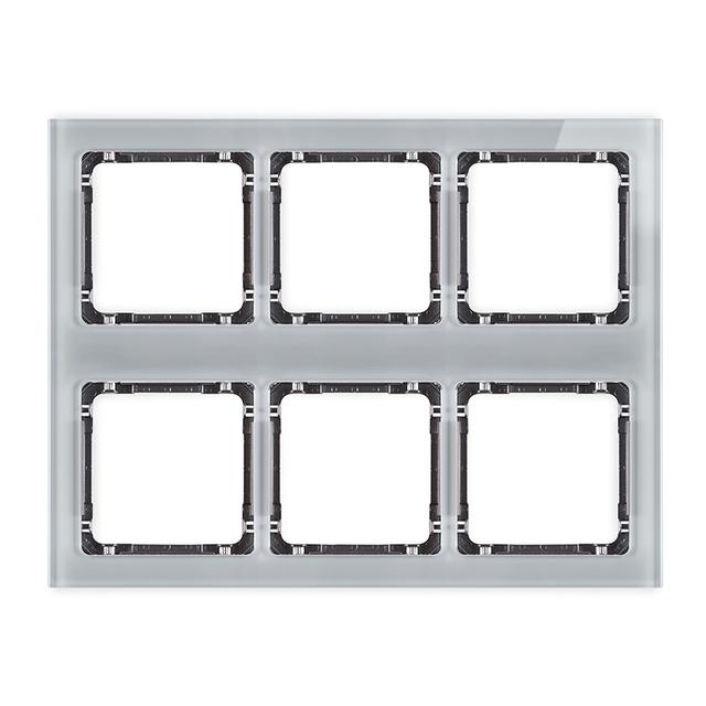 DECO Ramka modułowa 6 krotna (3 poziom, 2 pion) - efekt szkła (ramka szara; spód grafitowy)