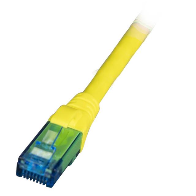 Patchcord RJ45 U/UTP kat. 6A LSZH Premium 500MHz żółty 10m