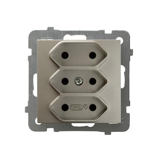 AS Gniazdo potrójne EURO - kolor satyna light