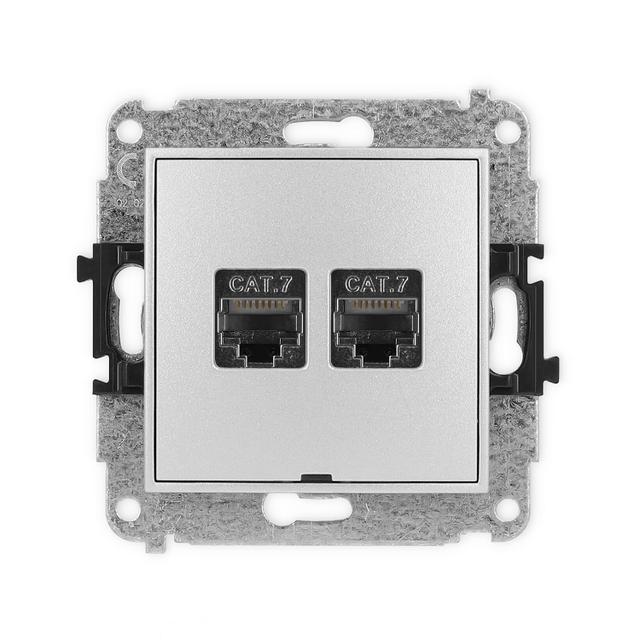 ICON Mechanizm gniazda komputerowego podwójnego 2xRJ45, kat. 7, ekranowany, 8-stykowy, bez pola opis