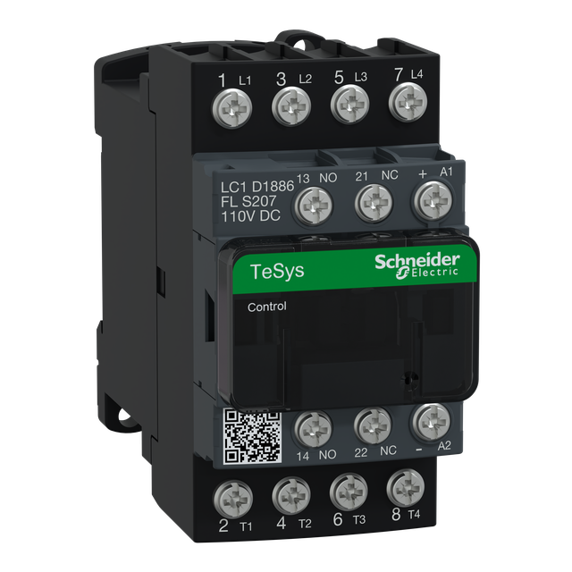 Stycznik mocy TeSys D AC1 32A 4P 2Z 2R kolejowy cewka 110VDC niski pobór LC1D1886FLS207 Schneider