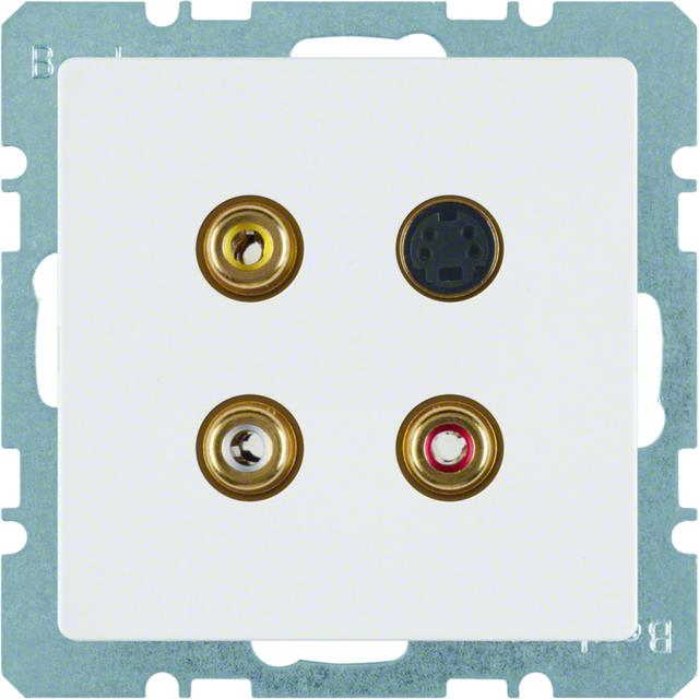 BERKER Q.x Gniazdo 3xCinch / S-Video biały aksamit 3315326089 HAGER