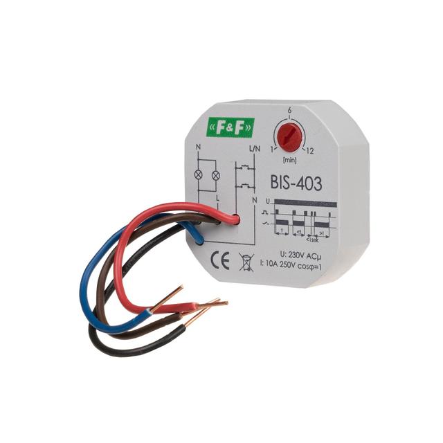 PRZEKAŹNIK BISTABILNY Z WYŁĄCZNIKIEM CZASOWYM, UN=230V, I=10A, STYKI 1Z, MONTAŻ W PUSZCE PODTYNKOWEJ