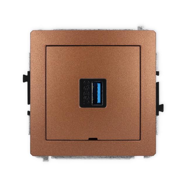 DECO Mechanizm gniazda pojedynczego USB A-A 3.0, bez pola opisowego brązowy metalik