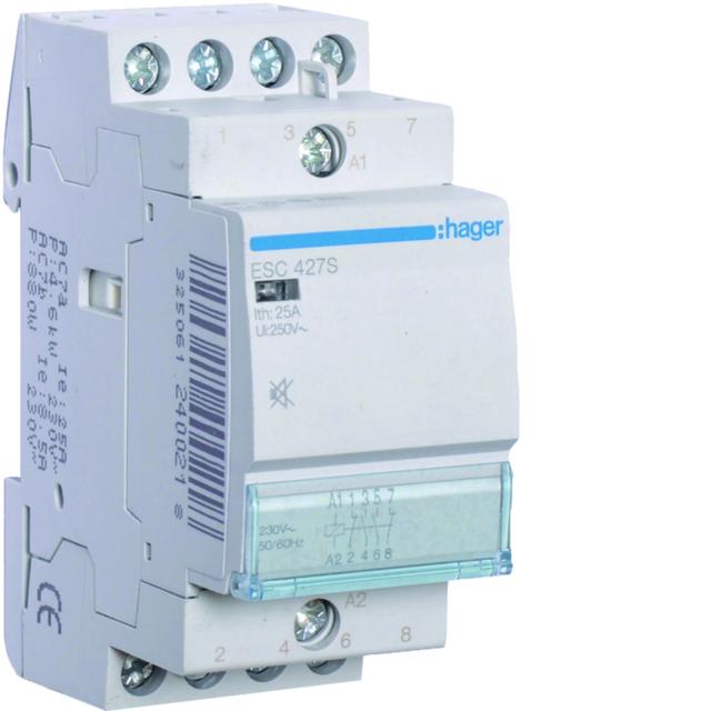 Stycznik modułowy cichy 230V AC 2Z+2R 25A AC-7A B ESC427S HAGER