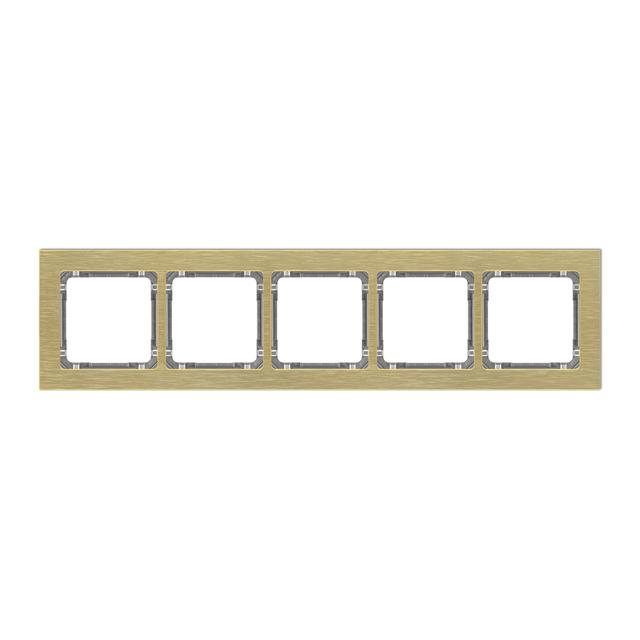 DECO Ramka uniwersalna pięciokrotna - aluminium szczotkowane (ramka: kolor mosiężny; spód: grafitowy