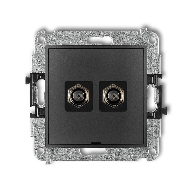 ICON Mechanizm gniazda antenowego podwójnego typu F (SAT) niklowany, bez pola opisowego grafitowy