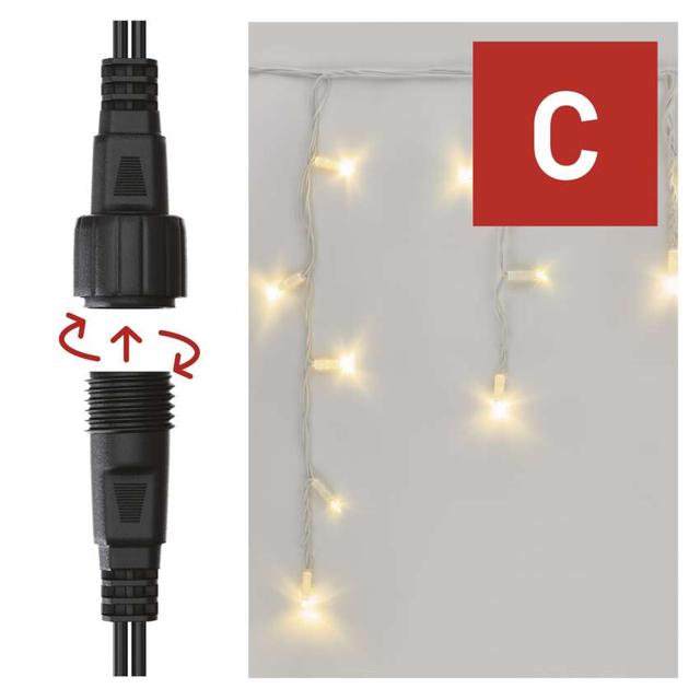 Oświetlenie łączone Profi sople 50 LED 3m ciepła biel biały błyszcz. przew. IP44 timer D2CW04 EMOS