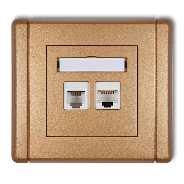 FLEXI Gniazdo telefoniczne pojedyncze 1xRJ11 + komputerowe pojedyncze 1xRJ45, kat. 5e, 8-stykowe, be