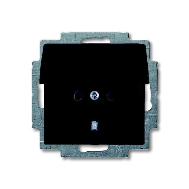 BASIC55 Gniazdo SCHUKO z klapką Blokada klapki w pozycji otwartej czarny-chateau