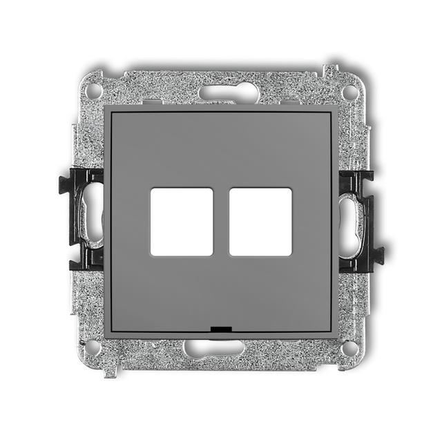 ICON Gniazdo antenowe multimedialne podwójne bez modułu, bez pola opisowego (standard Keystone) szary mat 27IGMBO-2P KARLIK