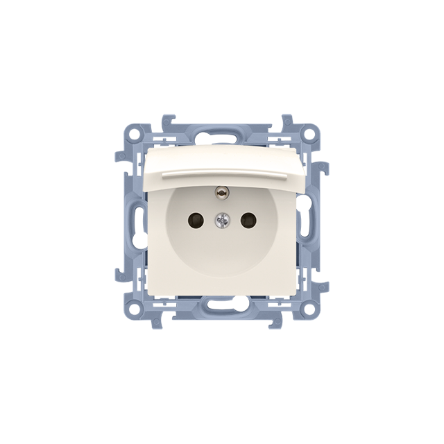 Simon 10 Gniazdo z/u IP44 z uszczelką - klapka w kol. pokrywy 16A z. śrub. krem