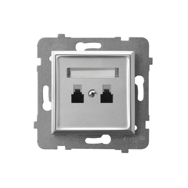 ARIA Gniazdo telefoniczne podwójne niezależne - kolor srebro