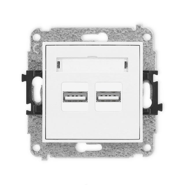ICON Ładowarka USB podwójna 2xUSB A, 15,5W max., 5V, 3.1A biały mat 25ICUSB-6 KARLIK