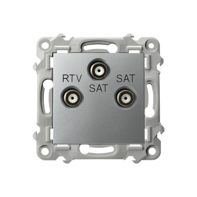 SZAFIR Gniazdo antenowe RTV-SAT z dwoma wyjściami SAT kolor srebro GPA-Z2S/m/18 OSPEL