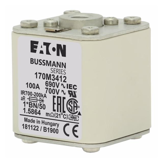 FUSE 100A 690V 1*BN/50 AR UC Wkładka szybka 100A AC 690V rozmiar 1 45x59x51 mm aR I 170M3412 EATON