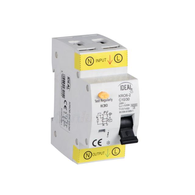 Wyłącznik różnicowo-prądowy z zabezpieczeniem nadmiarowo-prądowym KRO6-2/C10/30