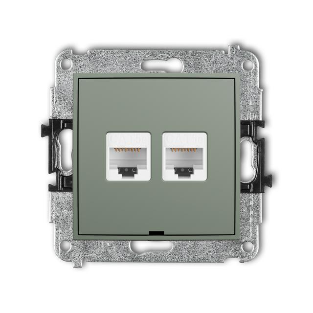 ICON Mechanizm gniazda komputerowego podwójnego 2xRJ45, kat. 5e, 8-stykowy, bez pola opisowego szałw