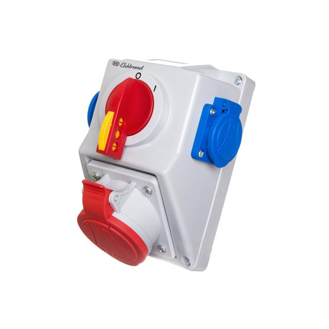 Zestaw C32-18.2N Włącz-wyłącz 0-I Gniazdo 3P+N+Z, 2 x 2P+Z IP-54; przystosowane do zamknięcia na kłó