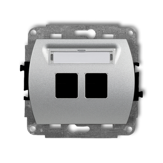 TREND Mechanizm gniazda multimedialnego podwójnego bez modułu (standard Keystone) srebrny metalik