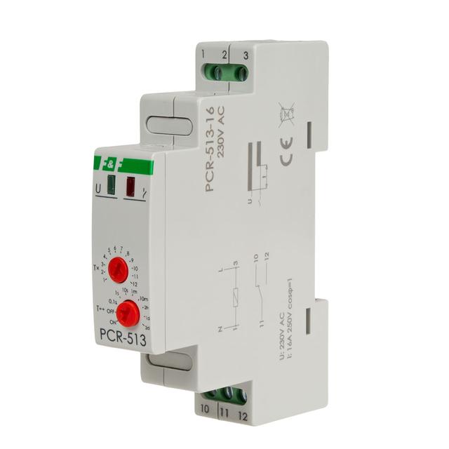 Przekaźnik czasowy rewersyjny styki: 1Z/R 230V 16A PCR-513-16 F&F