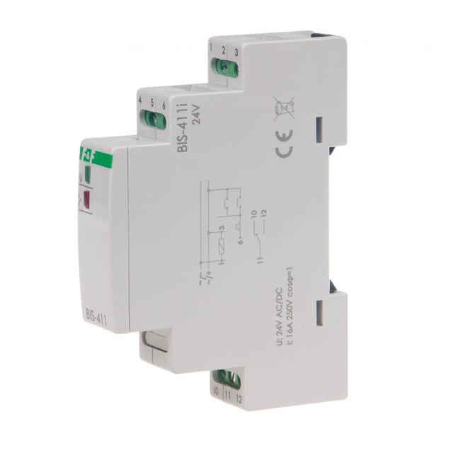 Przekaźnik bistabilny 9-30 V AC/DC montaż na szynie DIN BIS-411-24V F&F