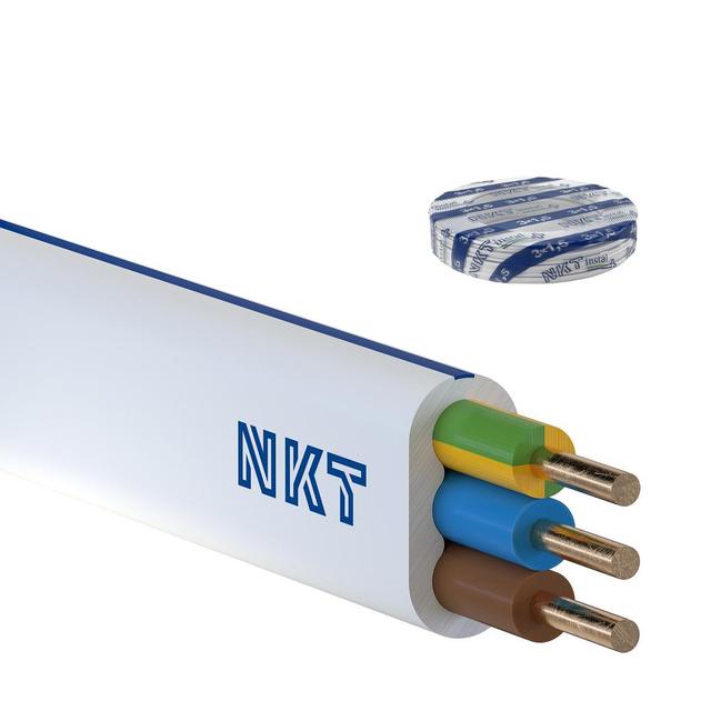 Przewód instalacyjny NKT instal PLUS YDYp żo 3x1,5mm2 biały 450/750V płaski /100m/ NKT