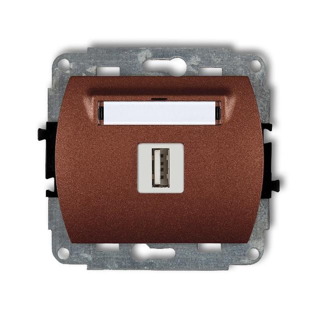 TREND Mechanizm gniazda pojedynczego USB A-A 2.0 brązowy metalik