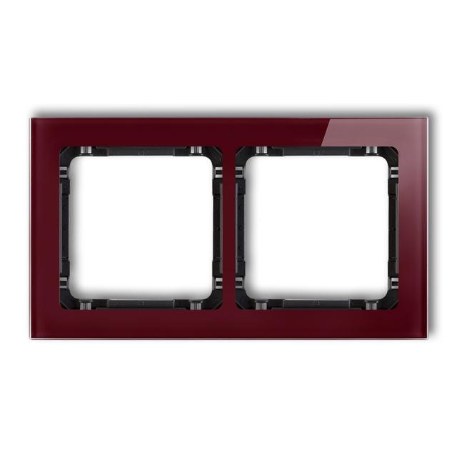 DECO Ramka uniwersalna podwójna - efekt szkła (ramka: bordowa; spód: czarny)