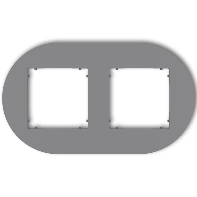 MINI Ramka uniwersalna podwójna okrągła z tworzywa szary mat