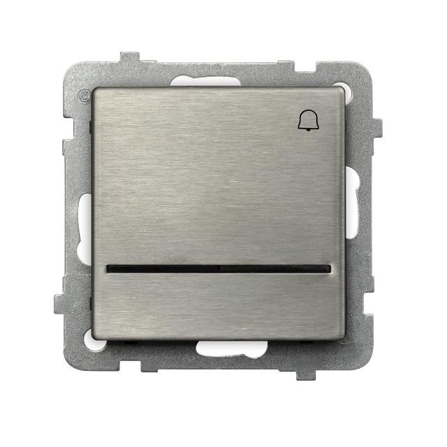 SONATA Łącznik zwierny  dzwonek  z podświetleniem niebieskim - kolor stal inox