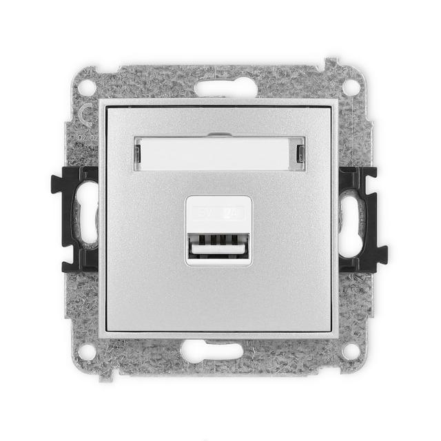 ICON Mechanizm ładowarki USB pojedynczej USB A, 10W max., 5V, 2A srebrny metalik