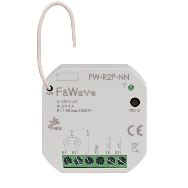 Radiowy podwójny przekaźnik wielofunkcyjny do instalacji bez przewodu neutralnego FW-R2P-NN F&F