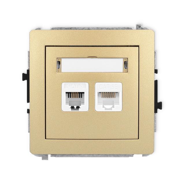 DECO Mechanizm gniazda telefonicznego pojedynczego 1xRJ11 + komputerowego pojedynczego 1xRJ45, kat.
