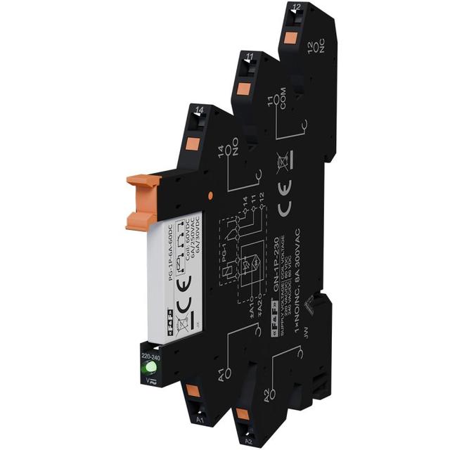 Przekaźnik interfejsowy 1P zasilanie 230 V AC 6A 1/3S z gniazdem GN-1P-230 GPK-1P-230AC F&F