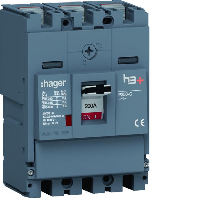 MCCB Rozłącznik mocy h3+ P250 3P 200A HCT200AR HAGER