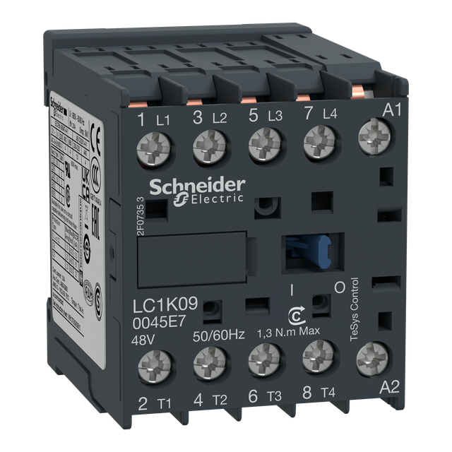 Stycznik mocy, TeSys K, AC1, 20A, 4P, 4NO, cewka 48VAC, nóżki lutownicze