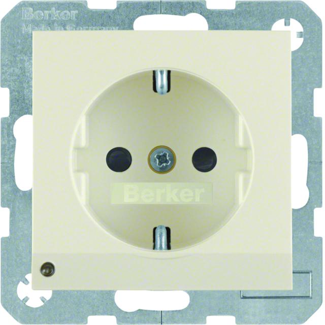 BERKER B.Kwadrat Gniazdo SCHUKO z uziemieniem z podświetleniem orientacyjnym LED krem 41098982 HAGER