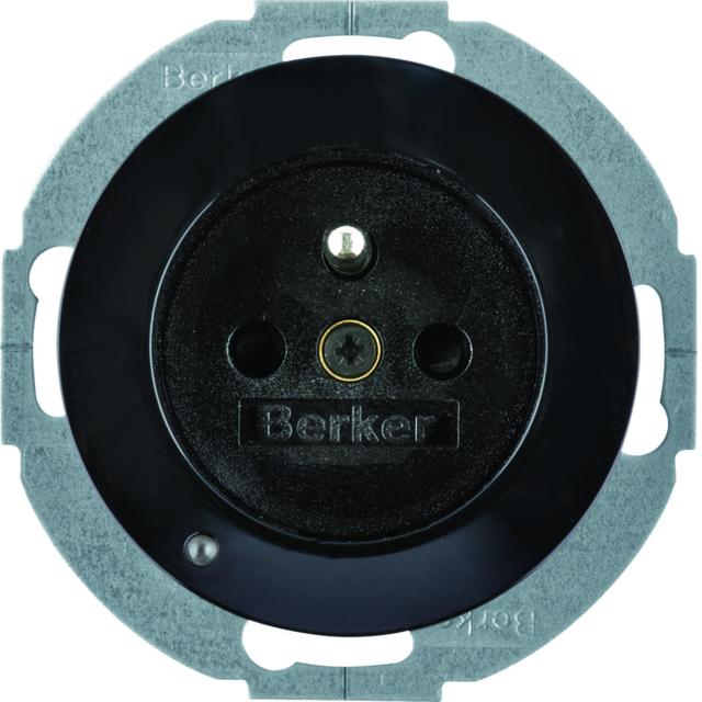 BERKER R.1/R.3 Gniazdo z uziemieniem z podświetleniem orientacyjnym LED czarny 6765102045 HAGER