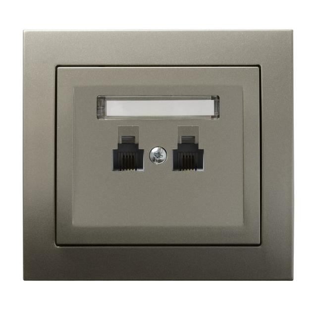 KIER Gniazdo telefoniczne podwójne niezależne - kolor satyna light