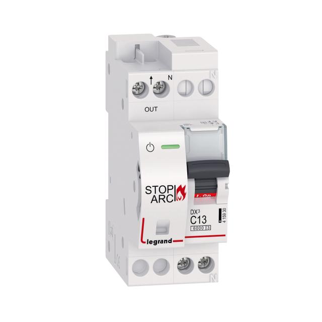 DETEKTOR ZWARĆ ŁUKOWYCH DX3 STOP ARC ZINTEGROWANY Z WYŁĄCZNIKIEM NADPRĄDOWYM 1P+N 6000A C13, Legrand