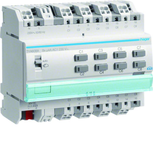 KNX s Sterownik załączający / żaluzjowy 4 A 8-/4-kr 6 mod TYA608A HAGER